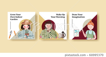 Daily life ads template design for brochure and 68995370