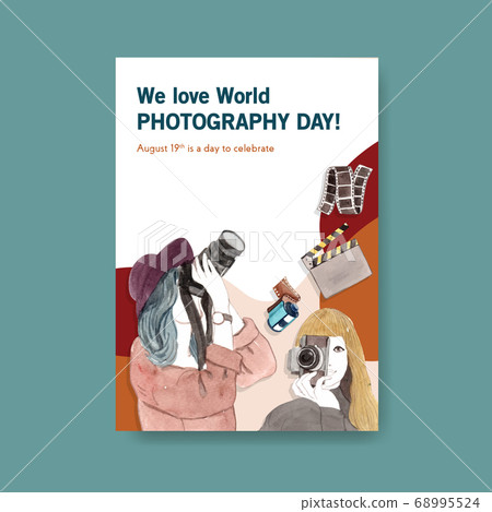 Poster template design with World photography day Poster template design with World photography day 68995524