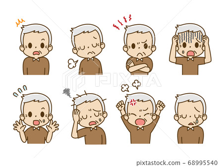 Facial expression set Elderly man Grandpa (negative feeling) 68995540