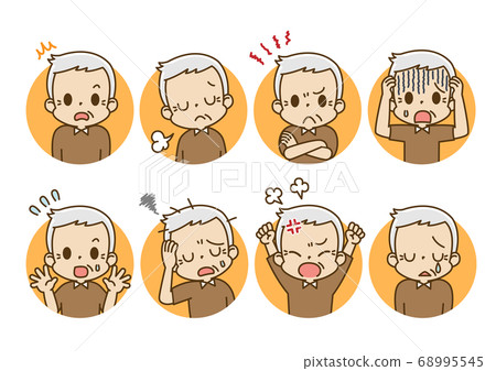 Facial expression set Elderly man Grandpa with frame (negative feeling) Facial expression set Elderly man Grandpa with frame (negative feeling) 68995545