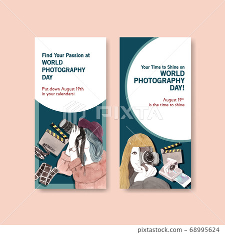 Flyer template design with World photography day Flyer template design with World photography day 68995624