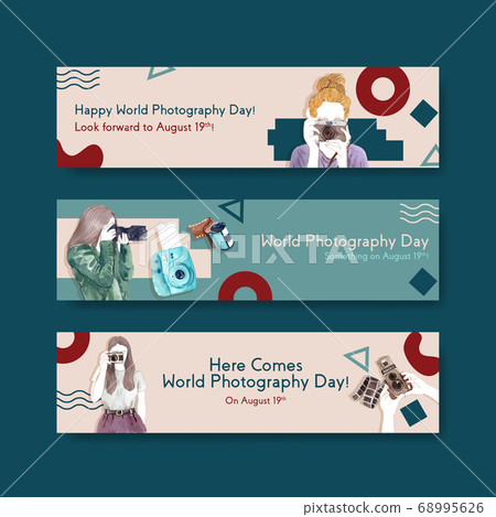 Banner template design with World photography day Banner template design with World photography day 68995626