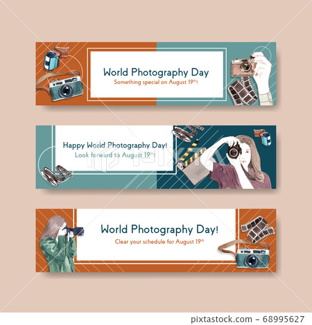 Banner template design with World photography day Banner template design with World photography day 68995627