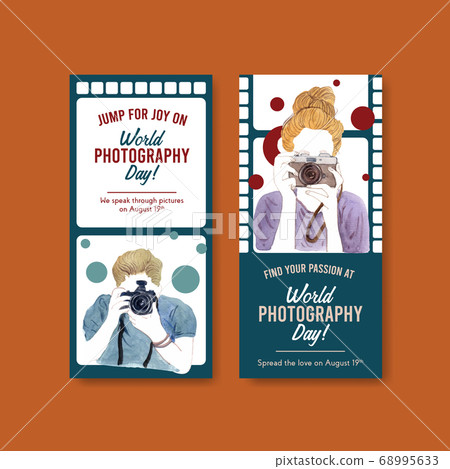 Flyer template design with World photography day Flyer template design with World photography day 68995633
