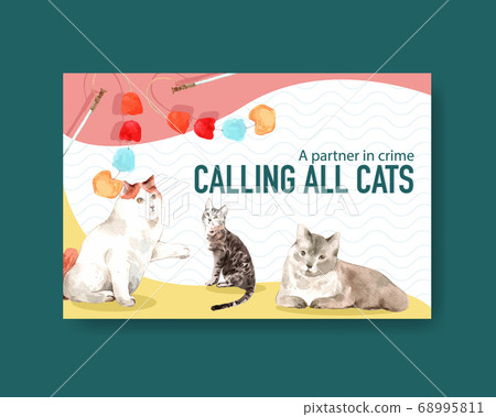 Facebook template design with cute cat for social Facebook template design with cute cat for social 68995811