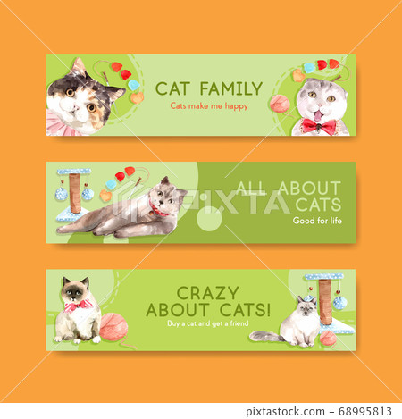 Cute cats banner template design for advertise and Cute cats banner template design for advertise and 68995813