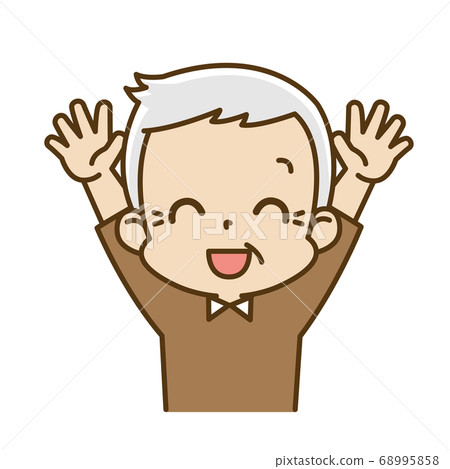 Old man grandpa doing banzai 68995858