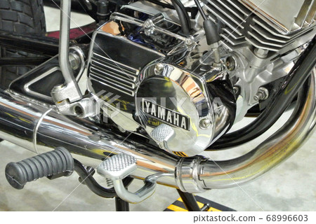 SERDANG, MALAYSIA -JULY 29, 2017: YAMAHA logos at the motorcycle body. YAMAHA is one of the famous motorcycles manufactures in the world.    68996603