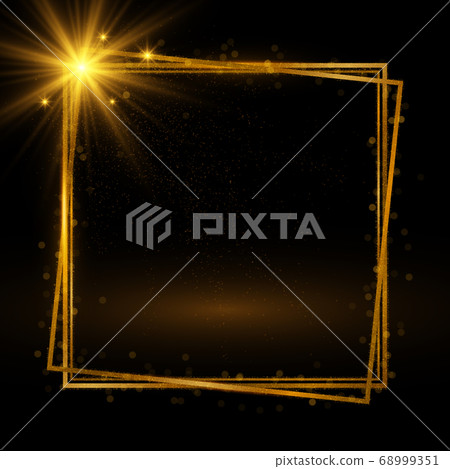 Sparkling golden frame on black background  68999351