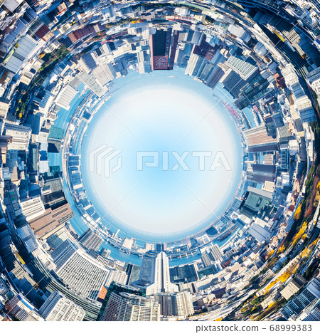 panoramic modern city skyline aerial view under 68999383