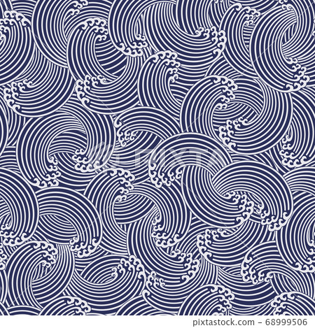 vector. Traditional white wave pattern, 68999506