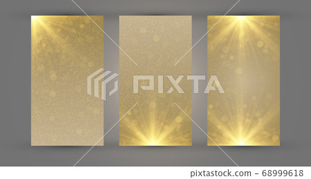 Golden luxury banners templates with glowing lights and sparkles	 68999618