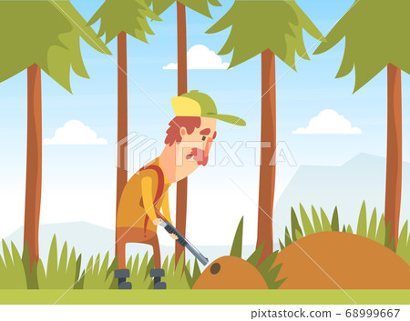 Man Hunter Aiming with Shotgun into Burrow,... - Stock Illustration  [68999667] - PIXTA