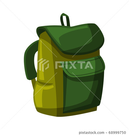 Green Hiking Backpack, Outdoor Activity Equipment Cartoon Vector Illustration 68999750