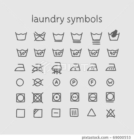Vector laundry icons, info on clothes. Hand drawing style isolated Vector laundry icons, info on clothes. Hand drawing style isolated 69000553