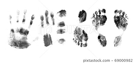 Set of black silhouettes of prints of fingers and Set of black silhouettes of prints of fingers and 69000982