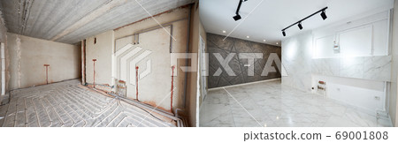 Spacious and bright apartment before and after renovation. 69001808