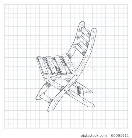 Hand drawn garden chair. Sketch style vector... - Stock Illustration  [69001911] - PIXTA