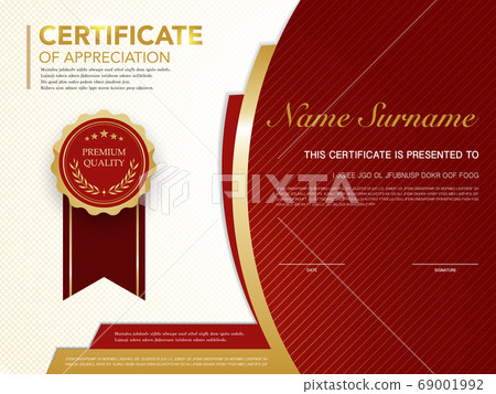 diploma certificate template red and gold color with luxury and modern style vector image. 69001992