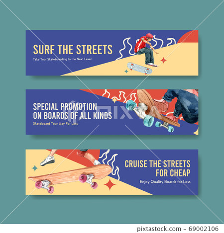 Banner template with skateboard design concept for Banner template with skateboard design concept for 69002106