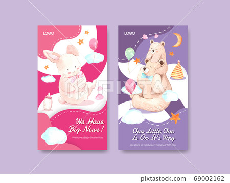 Instagram Template With Baby Shower Design Concept Stock Illustration 69002162 Pixta