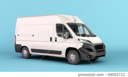 White Delivery Van Icon 3d render on blue gradient 69002712