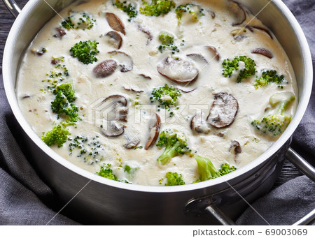 Mushroom Cheese Broccoli Soup in a pot Mushroom Cheese Broccoli Soup in a pot 69003069