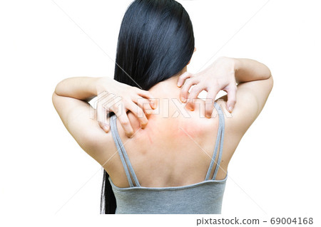 The back of the woman itching and scratching 69004168