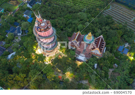 Aerial view of Wat Samphran or Chinese Dragon 69004570