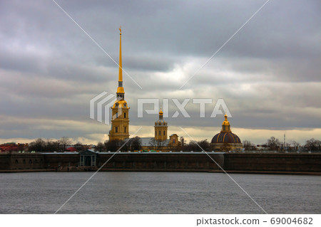 Peter and Paul fortress and Cathedral from the river Neva. Peter and Paul fortress and Cathedral from the river Neva. 69004682