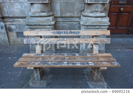 For whites only - a bench in Capetown 69005216
