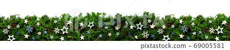Christmas Banner And Garland With Green Fir Christmas Banner And Garland With Green Fir 69005581