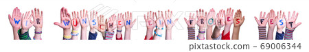 Children Hands, Ein Frohes Fest Means Merry Children Hands, Ein Frohes Fest Means Merry 69006344