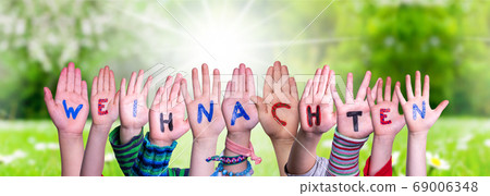 Children Hands Building Word Weihnachten Means 69006348