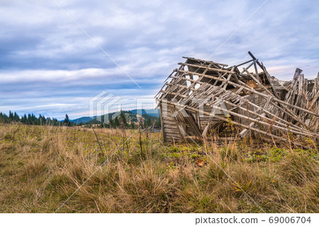 Ruined building in the middle of mountain, Ruined building in the middle of mountain, 69006704