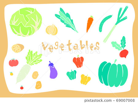 蔬菜圖標集手寫的矢量材料柔和的顏色 69007008