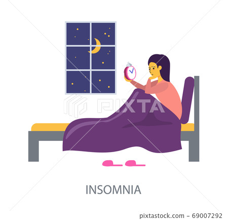 Insomnia Health concept on white background, flat Insomnia Health concept on white background, flat 69007292