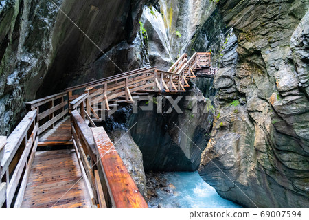Sigmund Thun Gorge. Cascade valley of wild Kapruner Ache near Kaprun, Austria 69007594