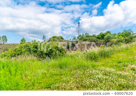 Helisova skala with TV transmitter near Sosuvka village. The highest peak of Moravian Karst, Czech: Moravsky kras, Czech Republic Helisova skala with TV transmitter near Sosuvka village. The highest peak of Moravian Karst, Czech: Moravsky kras, Czech Republic 69007620