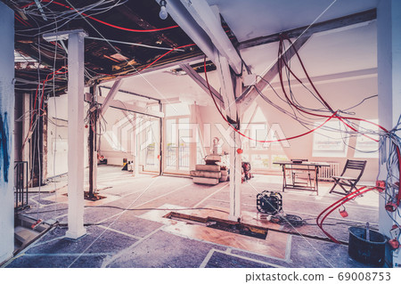 Loft room during renovation,  apartment refurbishment 69008753