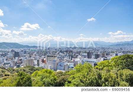 Matsuyama City, Ehime Prefecture: A view of Matsuyama from the view of Matsuyama Castle Matsuyama City, Ehime Prefecture: A view of Matsuyama from the view of Matsuyama Castle 69009456