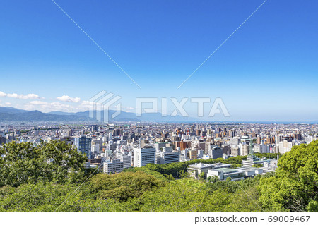 Matsuyama City, Ehime Prefecture: A view of Matsuyama from the view of Matsuyama Castle 69009467