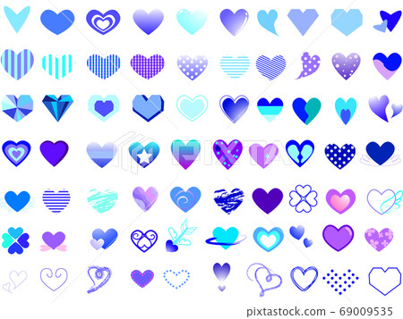 心形圖標素材摘要設置為藍色 69009535