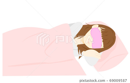 Woman taking an eye mask sleep Woman taking an eye mask sleep 69009587