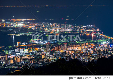 《Hyogo Prefecture》Kobe Port Island night view, Japan's three biggest night view from Kuseidai 《Hyogo Prefecture》Kobe Port Island night view, Japan's three biggest night view from Kuseidai 69010467