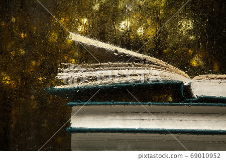 image of window book rain drop 69010952