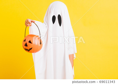little cute child with white dressed costume little cute child with white dressed costume 69011343