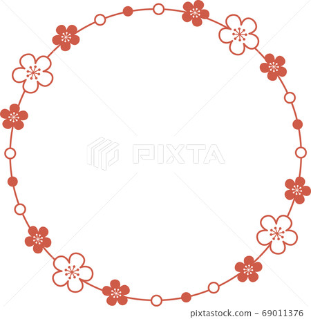 紅白梅花框 69011376