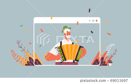 musician playing accordion on biggest folk festival Oktoberfest party celebration concept 69011697