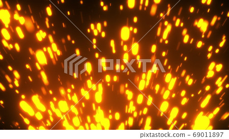 Fast flight of embers in the dark space, 3d rendering computer background 69011897